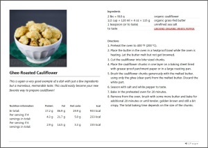 Sneak Peek of Ghee Roasted Cauliflower from Easy Everyday Recipes Book